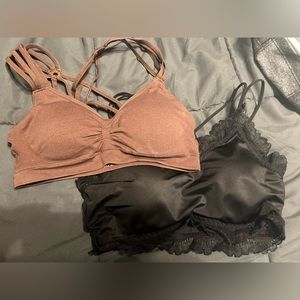 Black and brown strappy bralettes size small